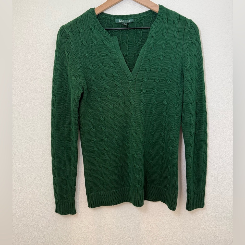 Lauren Ralph Lauren V-Neck Sweater Dark Green Small
